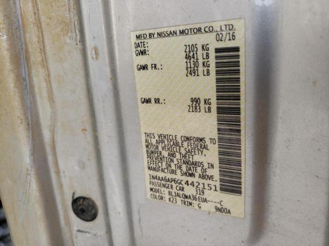 Photo 10 from auction – 2016 NISSAN MAXIMA 3.5 with VIN 1N4AA6AP6GC442151