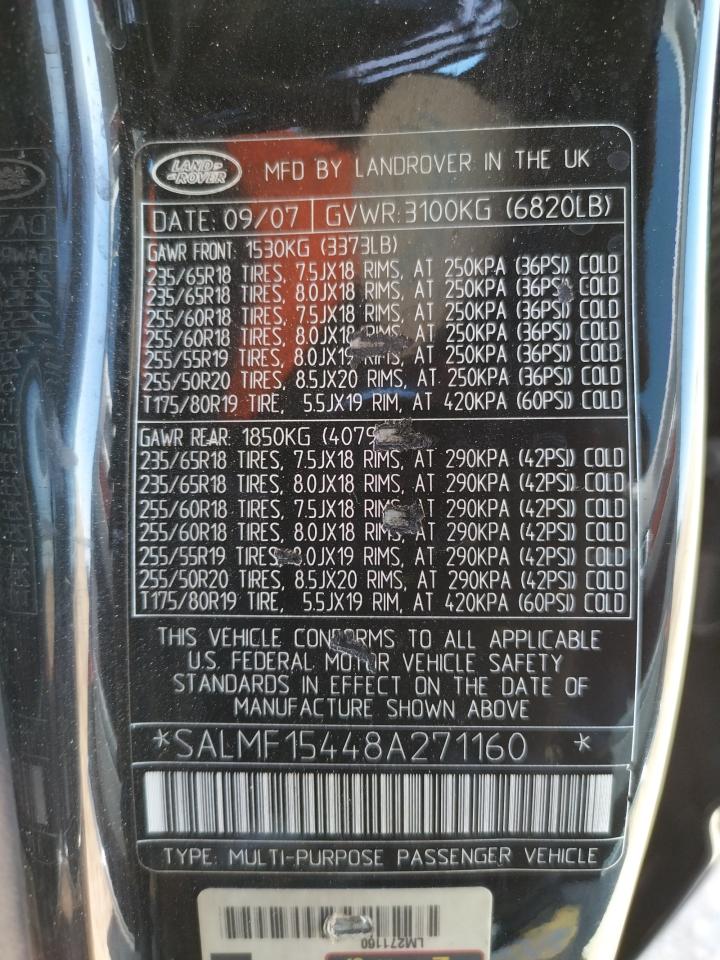 Photo 10 from auction – 2008 LAND ROVER RANGE ROVE with VIN SALMF15448A271160