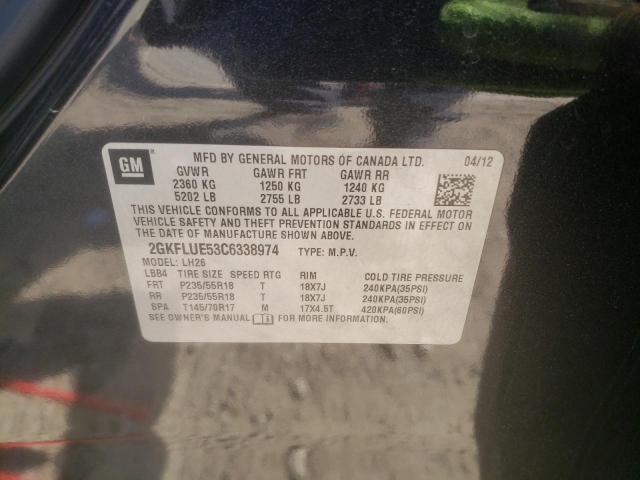 Photo 10 from auction – 2012 GMC TERRAIN SL with VIN 2GKFLUE53C6338974