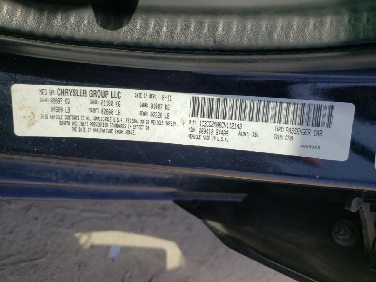 Photo 10 from auction – 2012 DODGE AVENGER with VIN 1C3CDZAB8CN112143