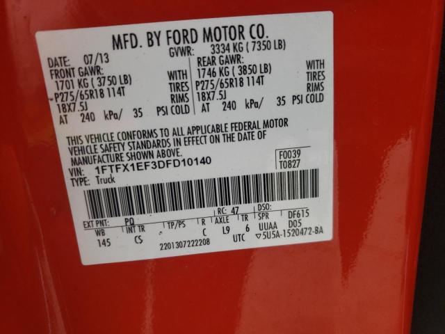 Photo 10 from auction – 2013 FORD F150 SUPER with VIN 1FTFX1EF3DFD10140