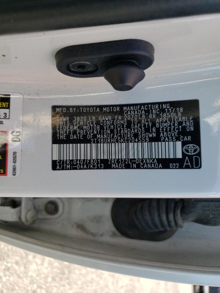 Photo 10 from auction – 2019 TOYOTA COROLLA L with VIN 2T1BURHE5KC204559