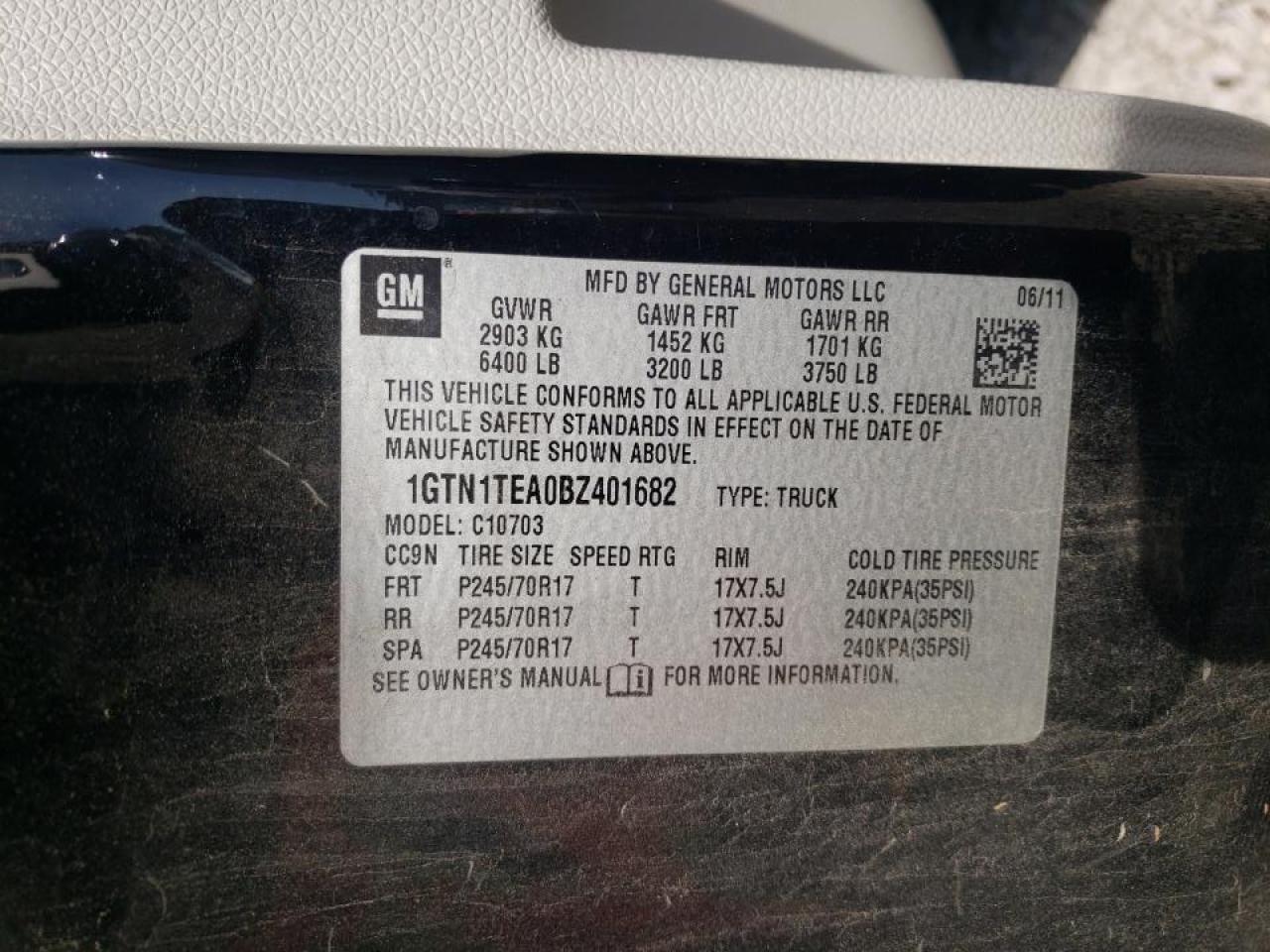 Photo 10 from auction – 2011 GMC SIERRA C15 with VIN 1GTN1TEA0BZ401682