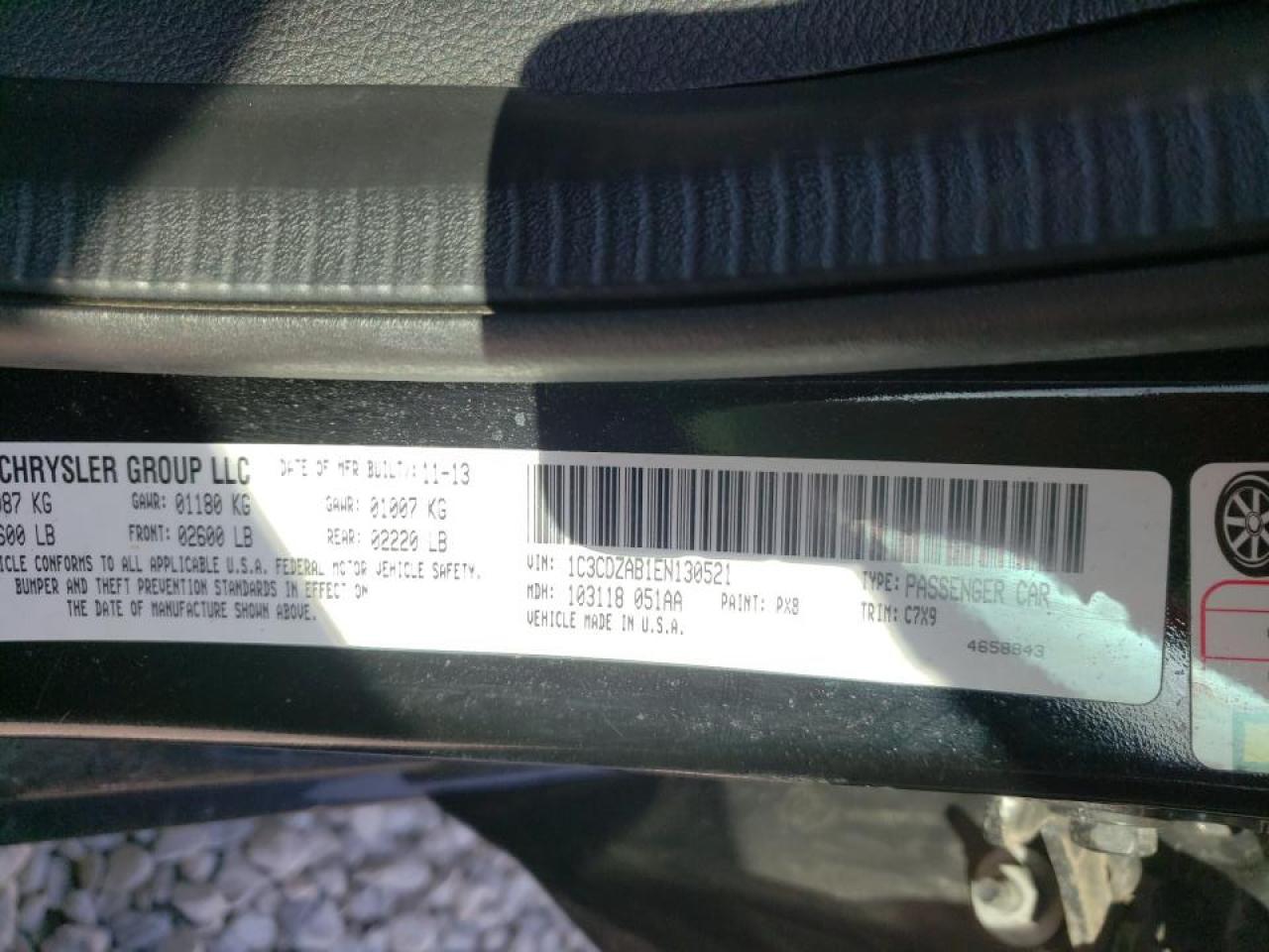 Photo 10 from auction – 2014 DODGE AVENGER SE with VIN 1C3CDZAB1EN130521