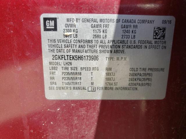 Photo 10 from auction – 2017 GMC TERRAIN SL with VIN 2GKFLTEK5H6173906