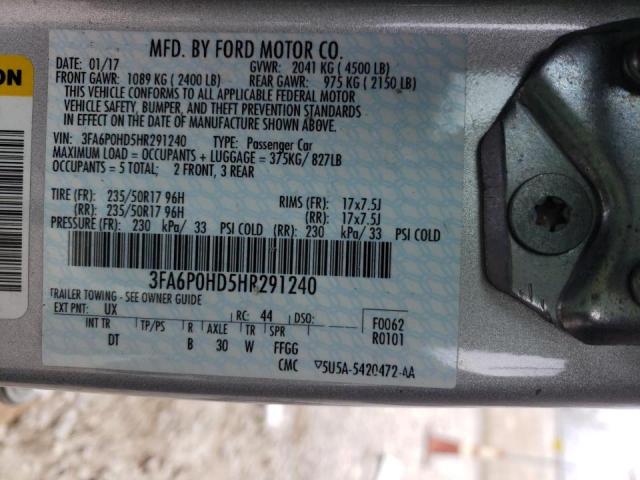 Photo 10 from auction – 2017 FORD FUSION SE with VIN 3FA6P0HD5HR291240