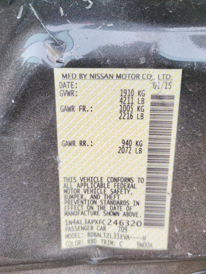 Photo 10 from auction – 2015 NISSAN ALTIMA 2.5 with VIN 1N4AL3APXFC246320