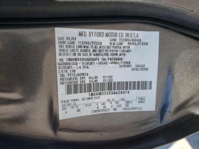 Photo 10 from auction – 2003 MERCURY SABLE LS P with VIN 1MEHM55S03A628474