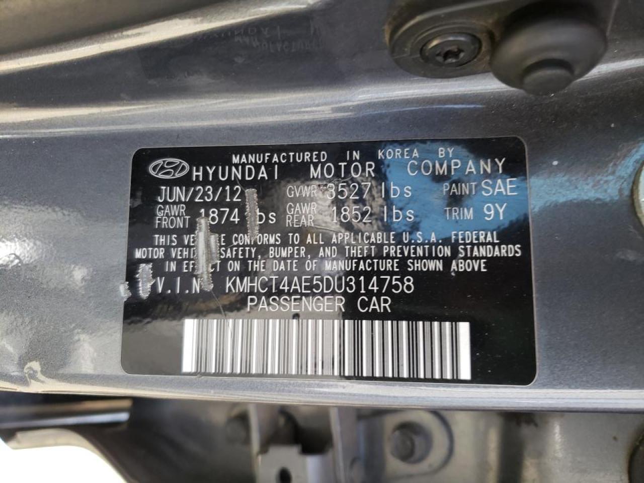 Photo 10 from auction – 2013 HYUNDAI ACCENT GLS with VIN KMHCT4AE5DU314758