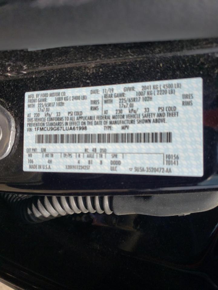 Photo 10 from auction – 2020 FORD ESCAPE SE with VIN 1FMCU9G67LUA61998