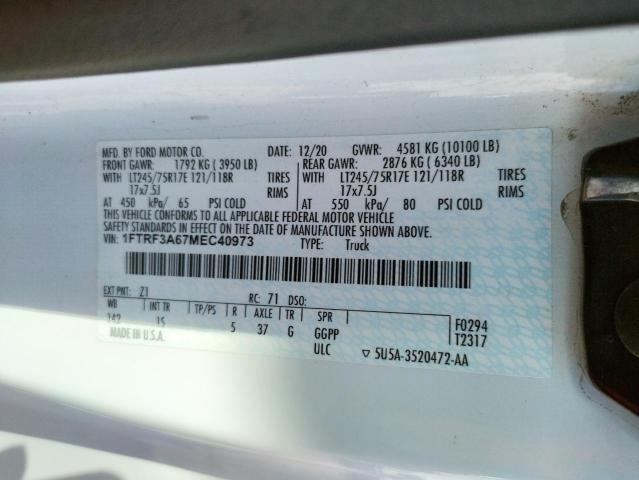Photo 10 from auction – 2021 FORD F350 SUPER with VIN 1FTRF3A67MEC40973