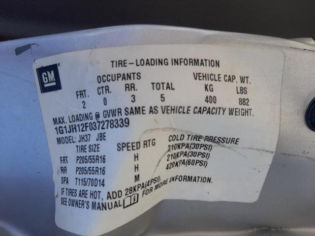Photo 10 from auction – 2003 CHEVROLET CAVALIER L with VIN 1G1JH12F037278339