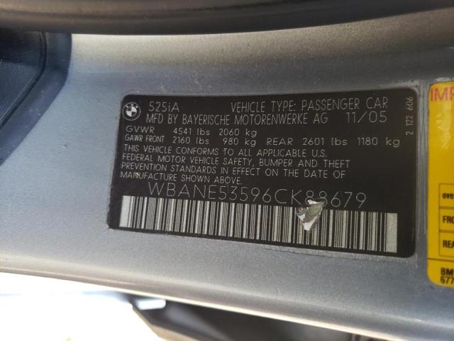 Photo 10 from auction – 2006 BMW 525 I with VIN WBANE53596CK88679