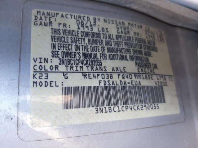 Photo 10 from auction – 2012 NISSAN VERSA S with VIN 3N1BC1CP4CK292055