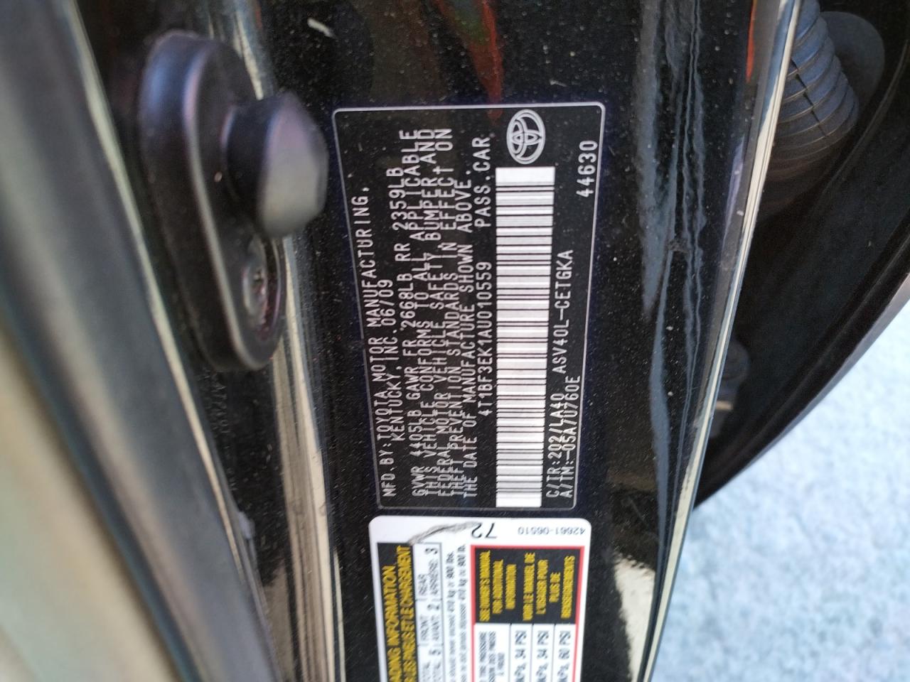 Photo 10 from auction – 2010 TOYOTA CAMRY BASE with VIN 4T1BF3EK1AU010559
