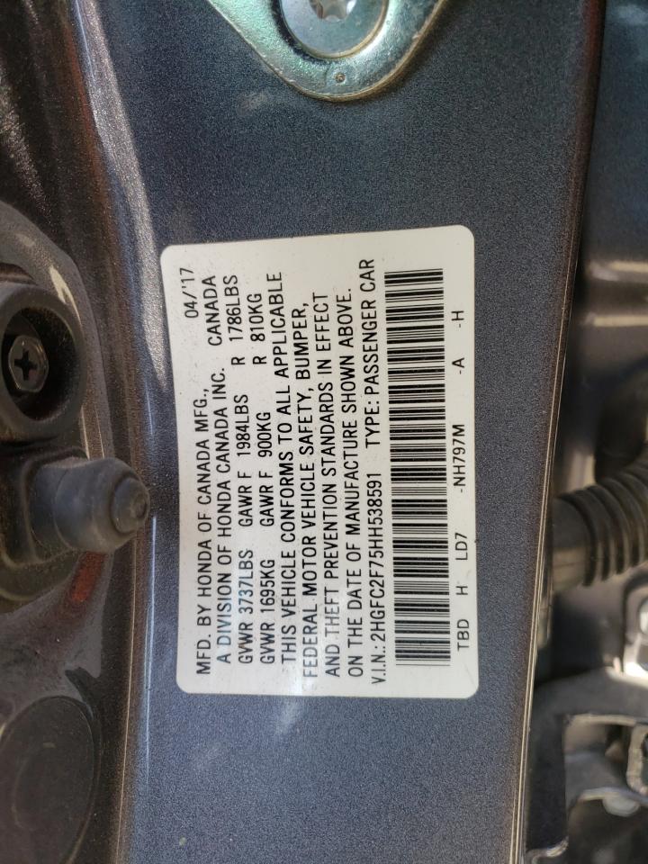 Photo 10 from auction – 2017 HONDA CIVIC EX with VIN 2HGFC2F75HH538591