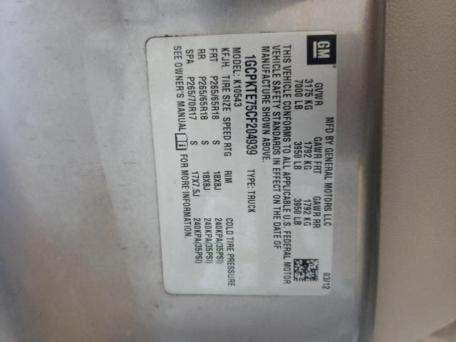 Photo 10 from auction – 2012 CHEVROLET SILVERADO with VIN 1GCPKTE75CF204939