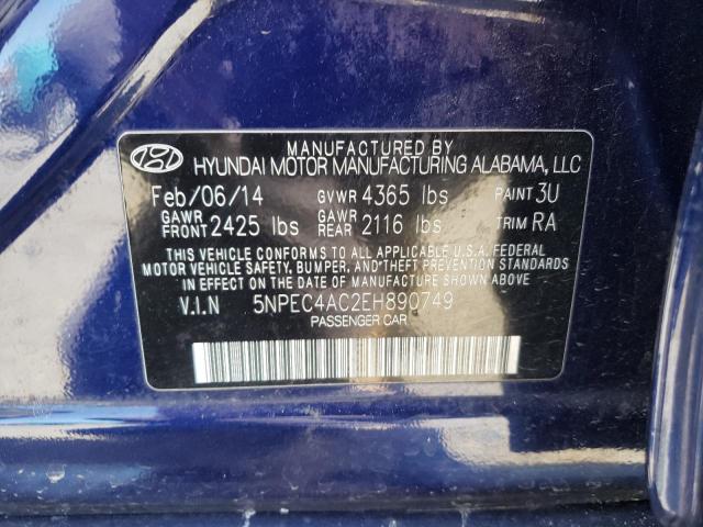 Photo 10 from auction – 2014 HYUNDAI SONATA SE with VIN 5NPEC4AC2EH890749