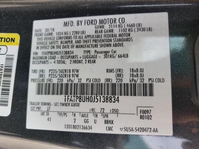 Photo 10 from auction – 2018 FORD MUSTANG with VIN 1FATP8UH0J5138834