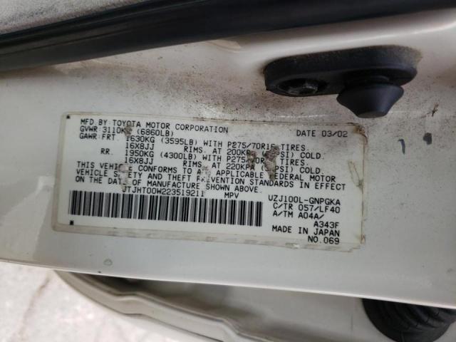 Photo 10 from auction – 2002 LEXUS LX 470 with VIN JTJHT00W223519211