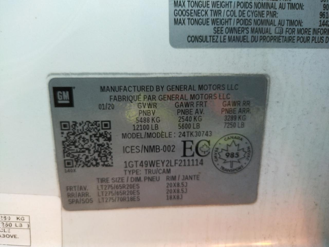 Photo 10 from auction – 2020 GMC SIERRA K35 with VIN 1GT49WEY2LF211114