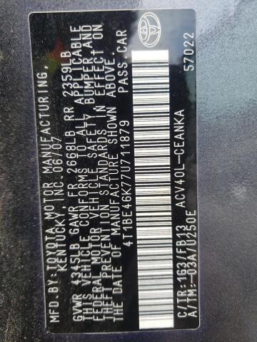 Photo 10 from auction – 2007 TOYOTA CAMRY CE with VIN 4T1BE46K77U711879
