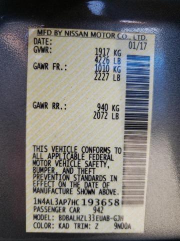 Photo 10 from auction – 2017 NISSAN ALTIMA 2.5 with VIN 1N4AL3AP7HC193658