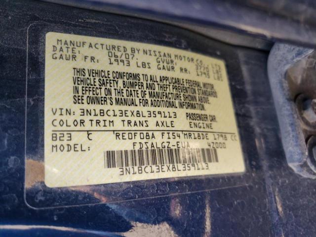 Photo 10 from auction – 2008 NISSAN VERSA S with VIN 3N1BC13EX8L359113