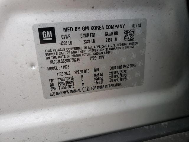 Photo 10 from auction – 2019 CHEVROLET TRAX 1LT with VIN KL7CJLSB3KB758249