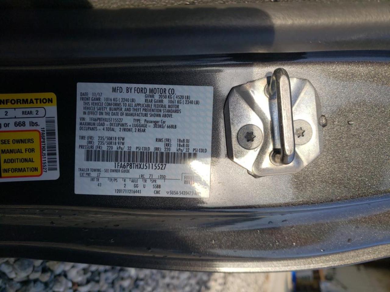 Photo 10 from auction – 2018 FORD MUSTANG with VIN 1FA6P8THXJ5115527