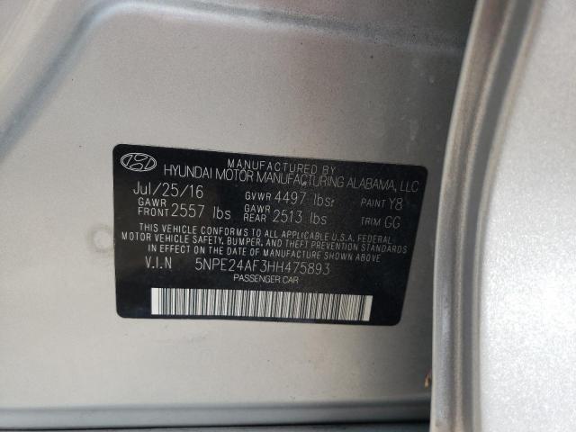 Photo 10 from auction – 2017 HYUNDAI SONATA SE with VIN 5NPE24AF3HH475893