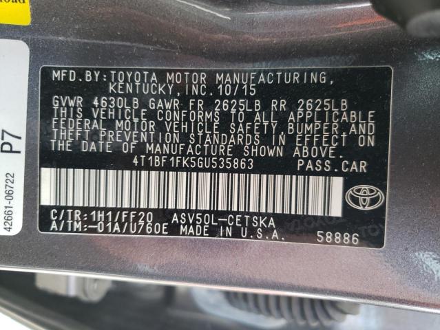Photo 10 from auction – 2016 TOYOTA CAMRY /LE/ with VIN 4T1BF1FK5GU535863