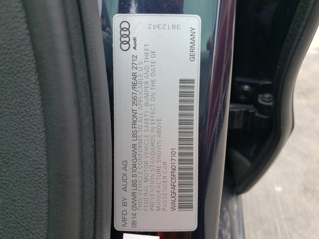 Photo 10 from auction – 2015 AUDI A6 PREMIUM with VIN WAUGFAFC5FN017101