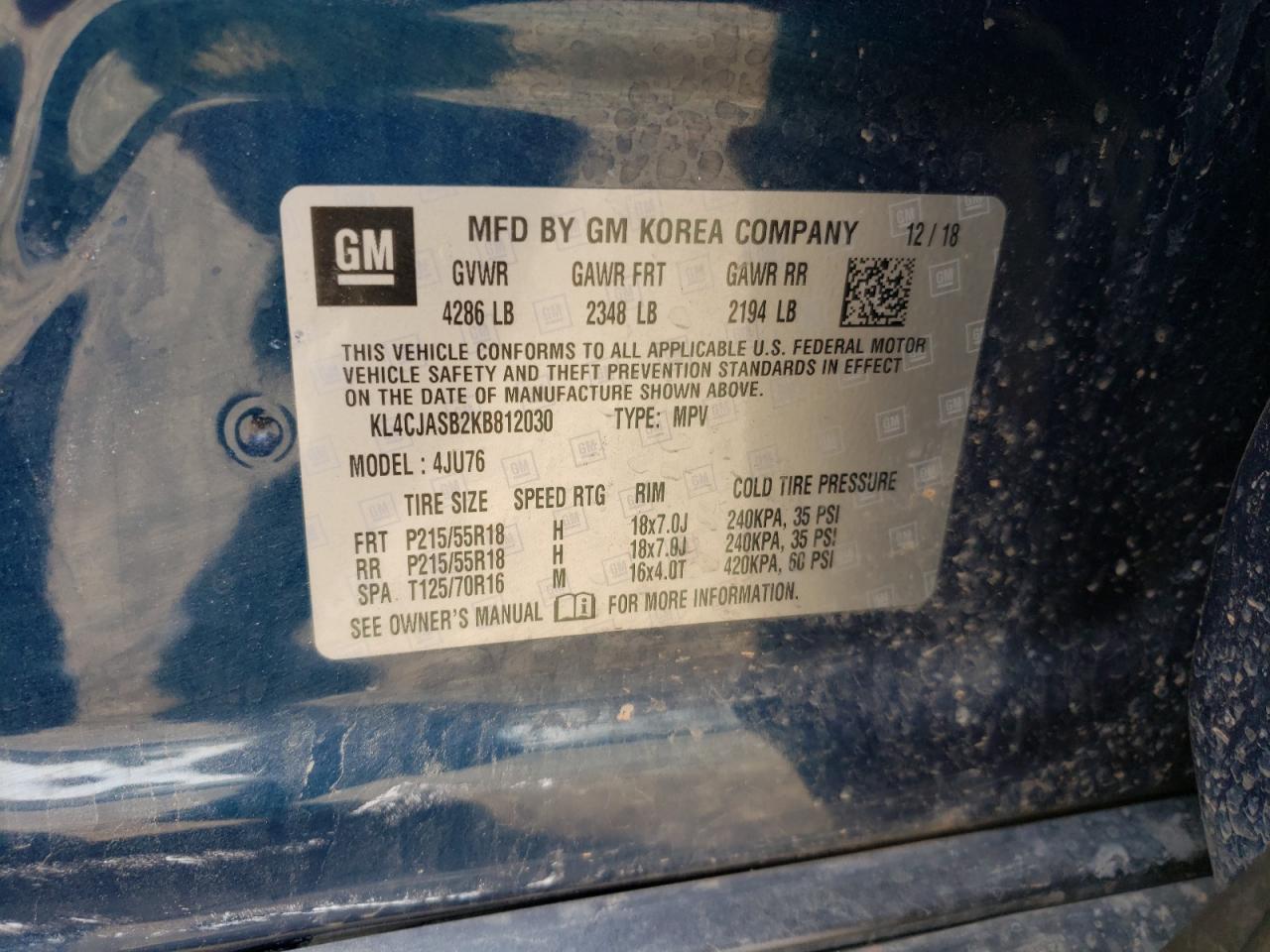 Photo 10 from auction – 2019 BUICK ENCORE PRE with VIN KL4CJASB2KB812030