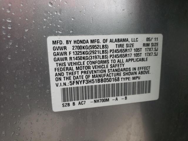 Photo 10 from auction – 2011 HONDA PILOT EXL with VIN 5FNYF3H51BB050168