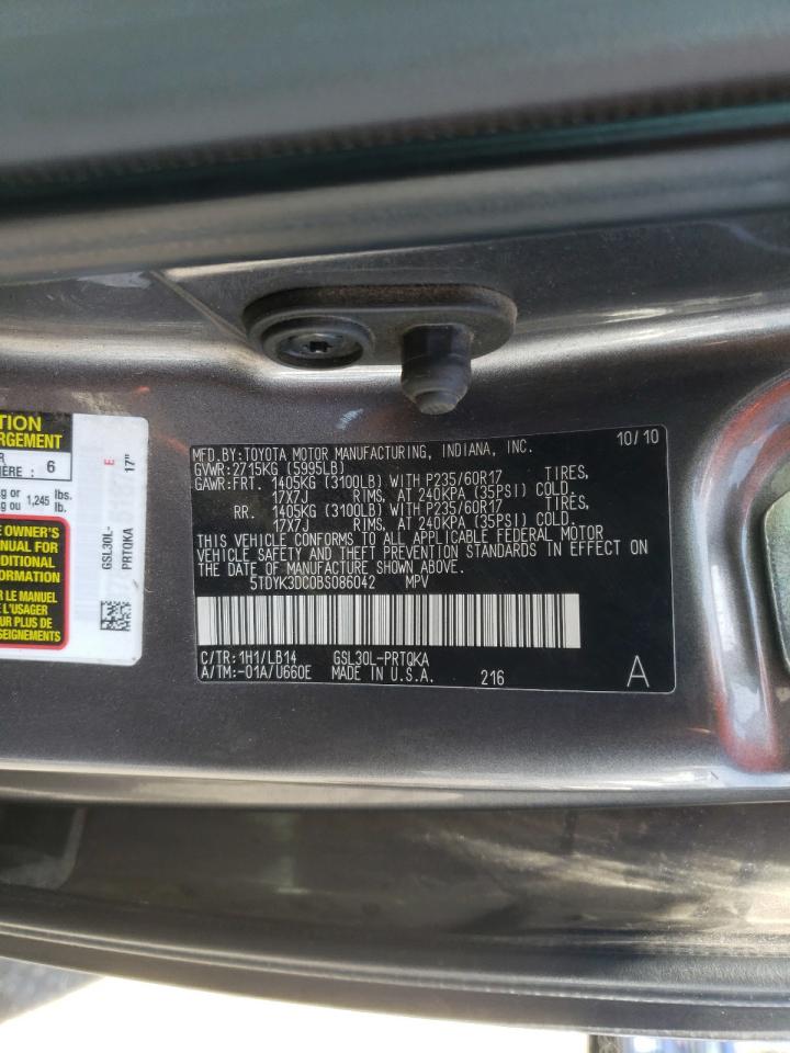Photo 10 from auction – 2011 TOYOTA SIENNA XLE with VIN 5TDYK3DC0BS086042