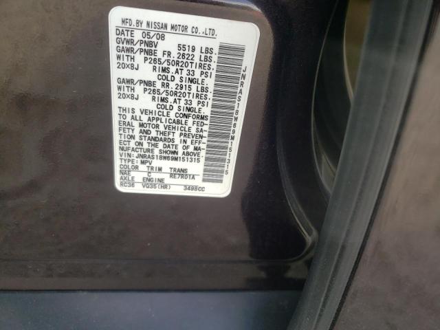 Photo 10 from auction – 2009 INFINITI FX35 with VIN JNRAS18W69M151315