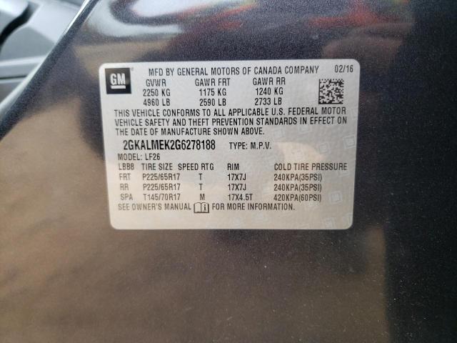 Photo 10 from auction – 2016 GMC TERRAIN SL with VIN 2GKALMEK2G6278188
