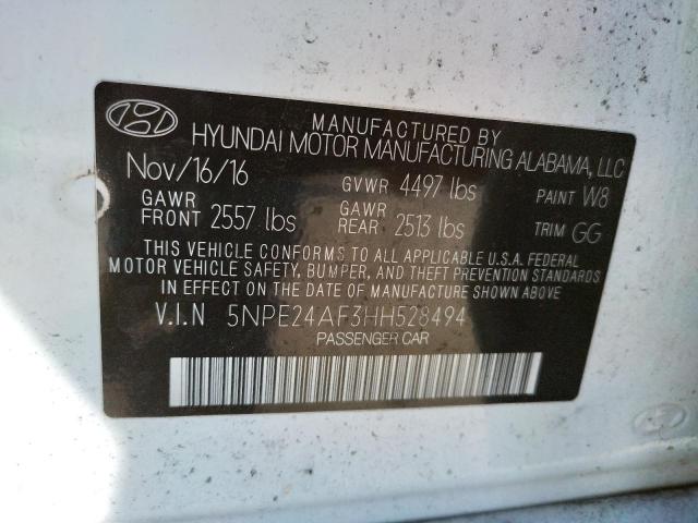 Photo 10 from auction – 2017 HYUNDAI SONATA SE with VIN 5NPE24AF3HH528494