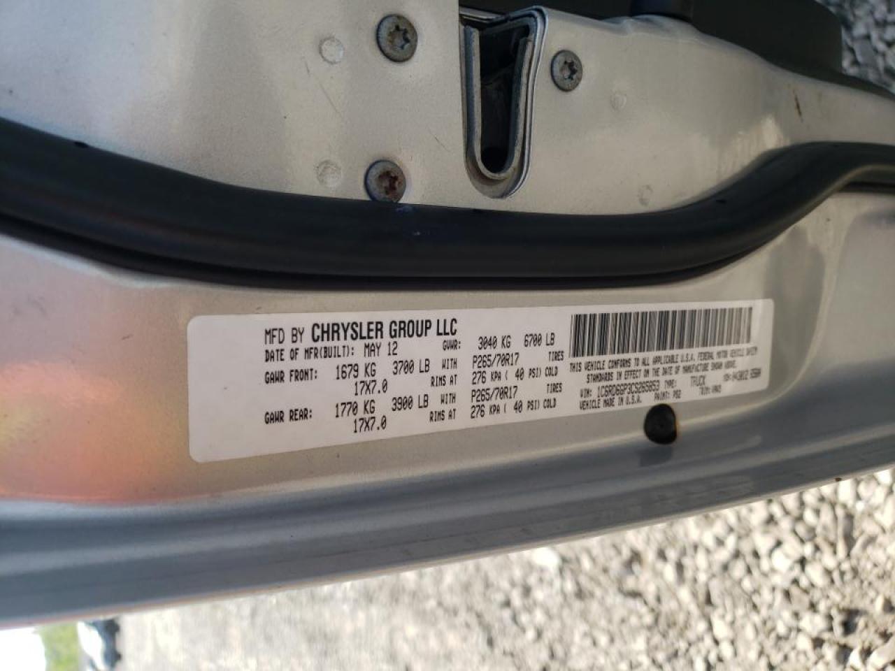 Photo 10 from auction – 2012 DODGE RAM 1500 S with VIN 1C6RD6GP3CS265853