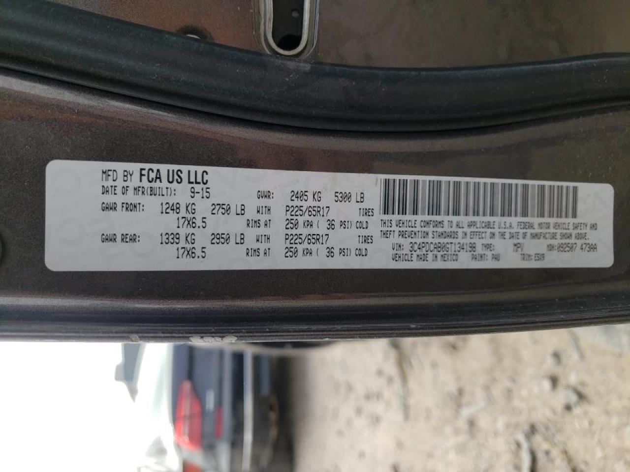 Photo 10 from auction – 2016 DODGE JOURNEY SE with VIN 3C4PDCAB0GT134198