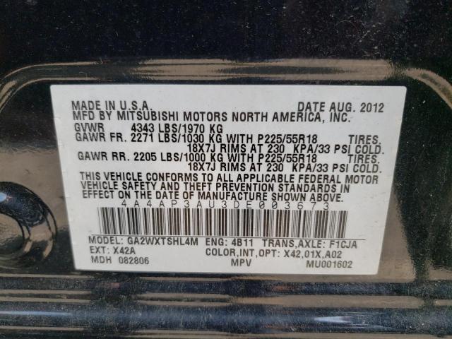 Photo 10 from auction – 2013 MITSUBISHI OUTLANDER with VIN 4A4AP3AU3DE003673