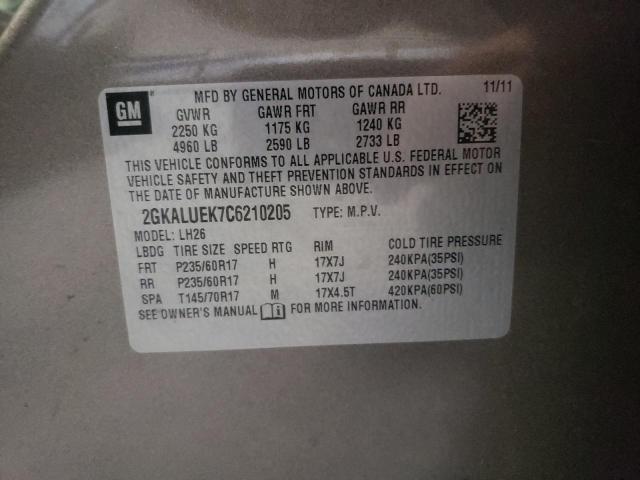 Photo 10 from auction – 2012 GMC TERRAIN SL with VIN 2GKALUEK7C6210205