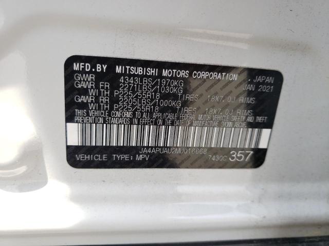 Photo 10 from auction – 2021 MITSUBISHI OUTLANDER with VIN JA4APUAU2MU016668