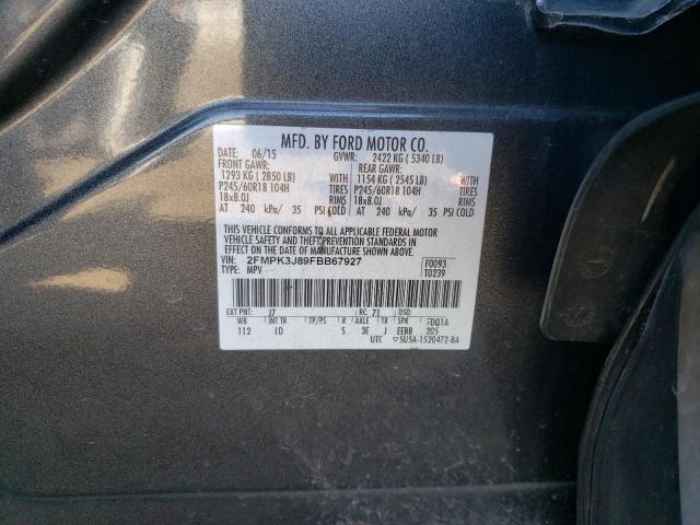 Photo 10 from auction – 2015 FORD EDGE SEL with VIN 2FMPK3J89FBB67927