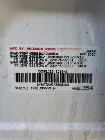 Photo 10 from auction – 2010 MITSUBISHI OUTLANDER with VIN JA4AT2AW2AZ608409