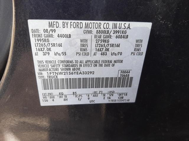 Photo 10 from auction – 2000 FORD F250 SUPER with VIN 1FTNW21S6YEA33292