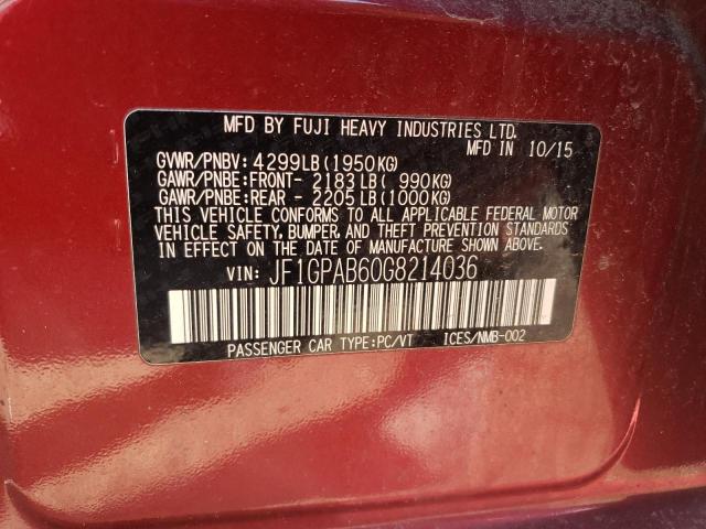 Photo 10 from auction – 2016 SUBARU IMPREZA PR with VIN JF1GPAB60G8214036