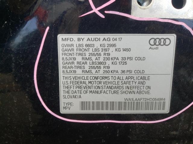 Photo 10 from auction – 2017 AUDI Q7 PREMIUM with VIN WA1LAAF72HD054984
