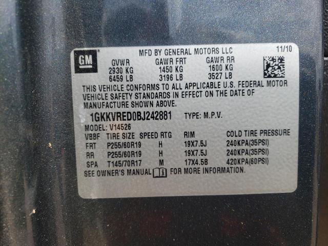 Photo 10 from auction – 2011 GMC ACADIA SLT with VIN 1GKKVRED0BJ242881